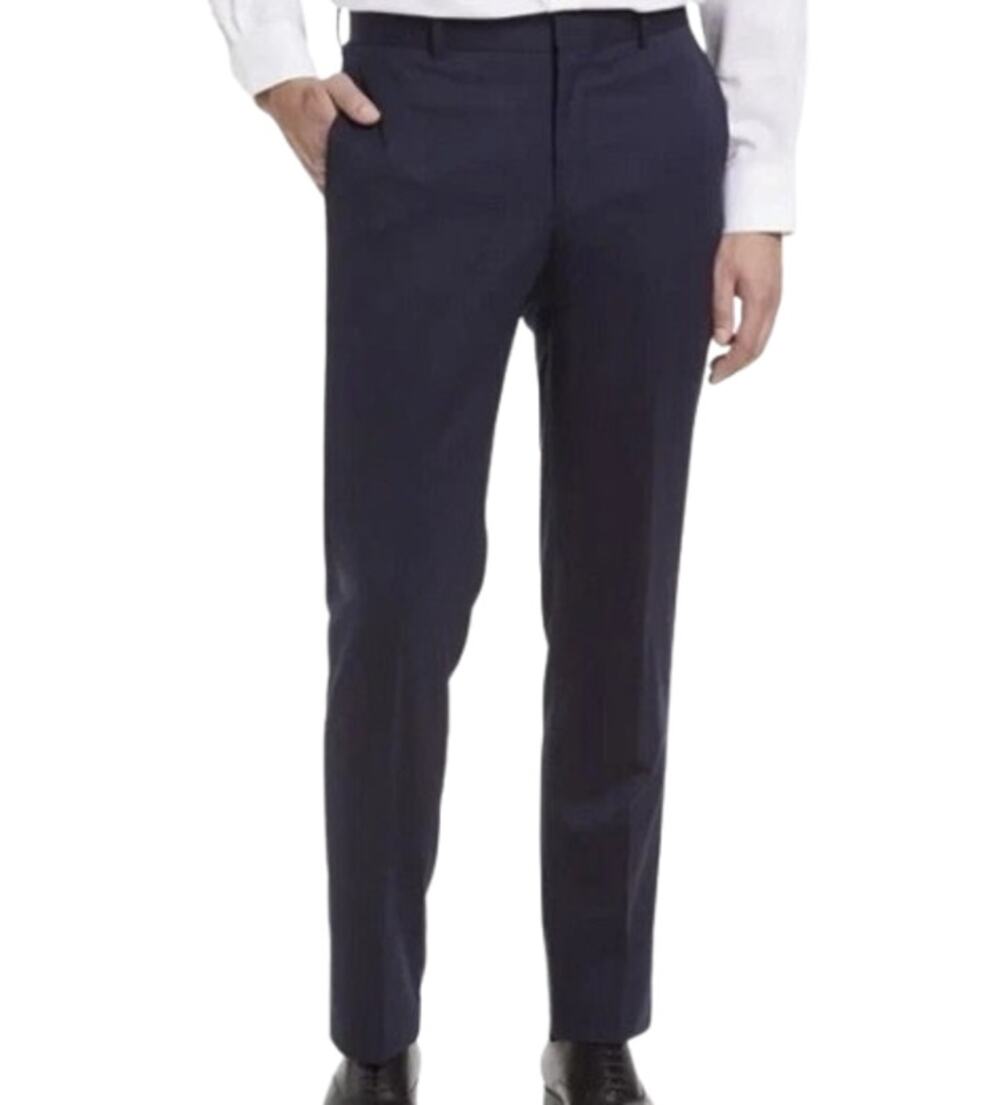 NORDSTROM Men’s Tech-Smart Trim Fit Dress Pants 32R Navy Blue Wool Blend NWOT